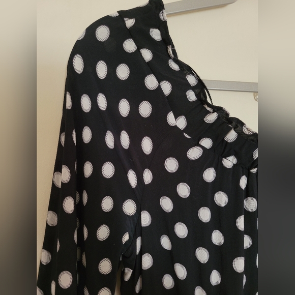 Anthropologie Maeve Black Polka Dot Retro Feminine Belted Gerti Midi Dress 4 - Picture 6 of 12